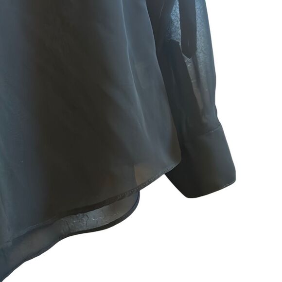 ANA a New Approach Black Long Sleeve Button Up Tunic Blouse Office Career - Picture 2 of 6